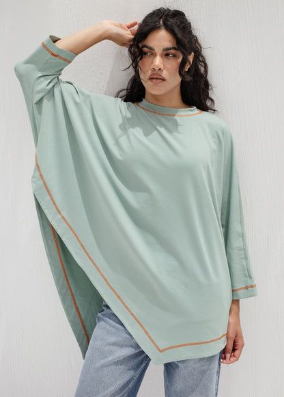 Muse Asymmetrical Shirt in Mint Green