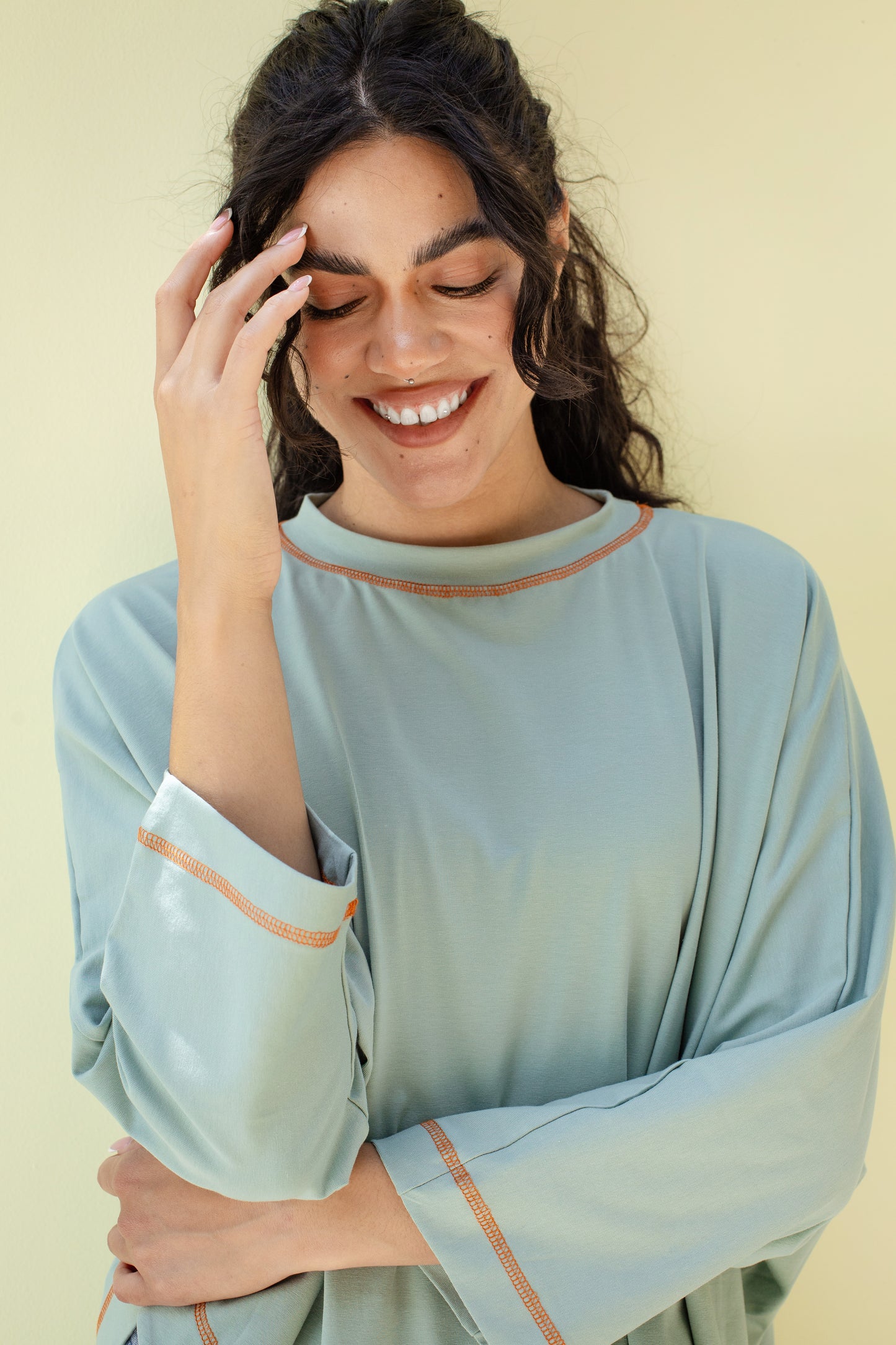 Muse Asymmetrical Shirt in Mint Green