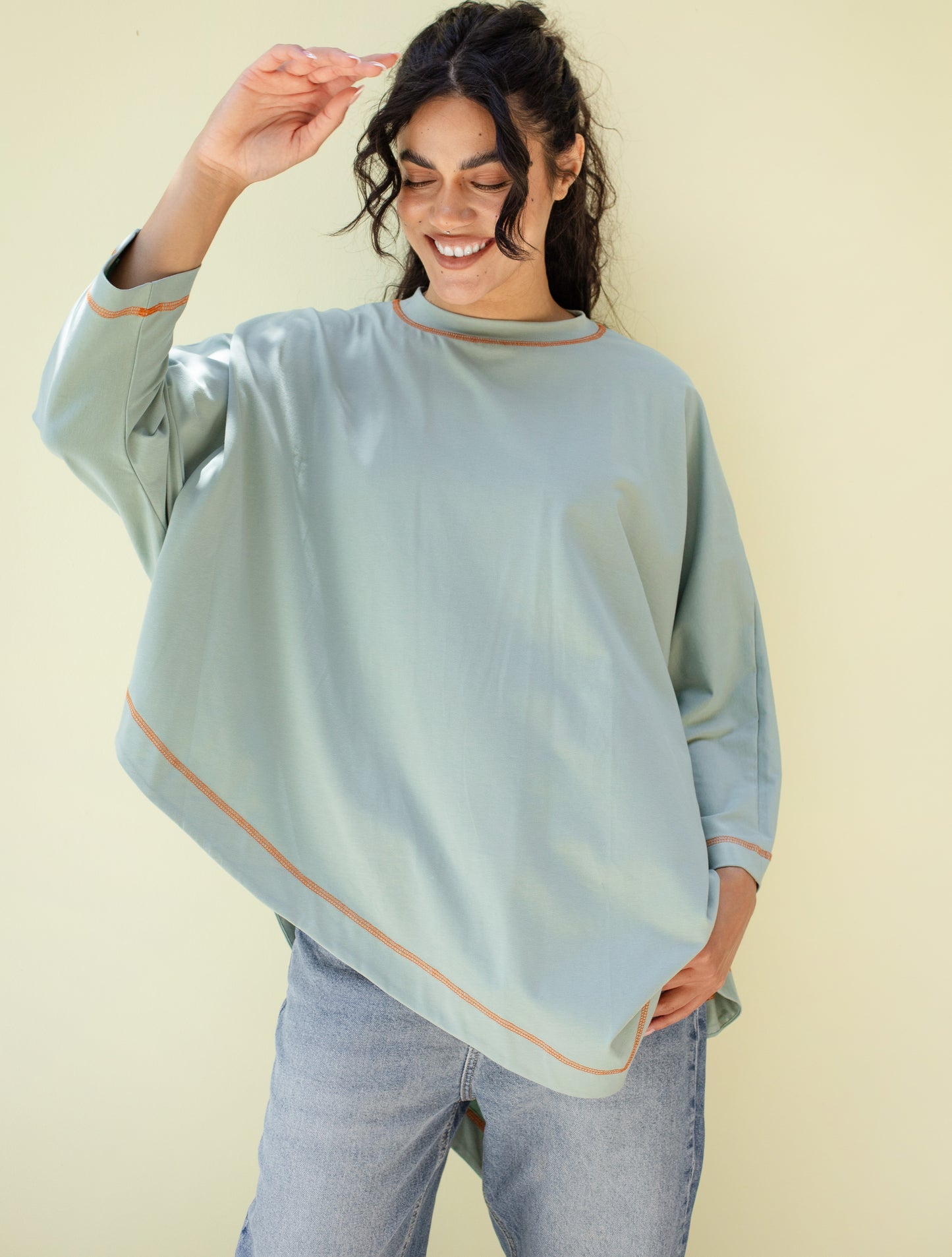 Muse Asymmetrical Shirt in Mint Green
