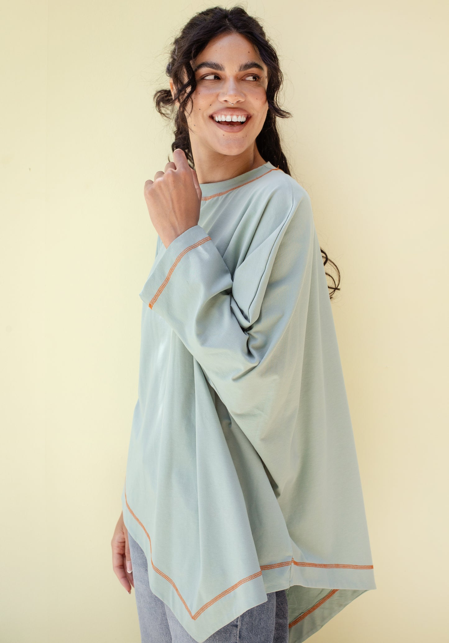 Muse Asymmetrical Shirt in Mint Green
