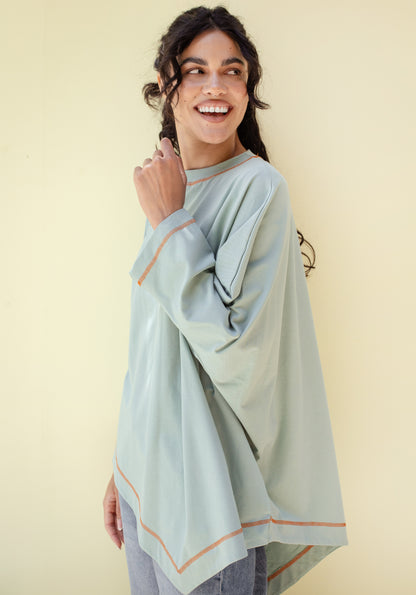 Muse Asymmetrical Shirt in Mint Green