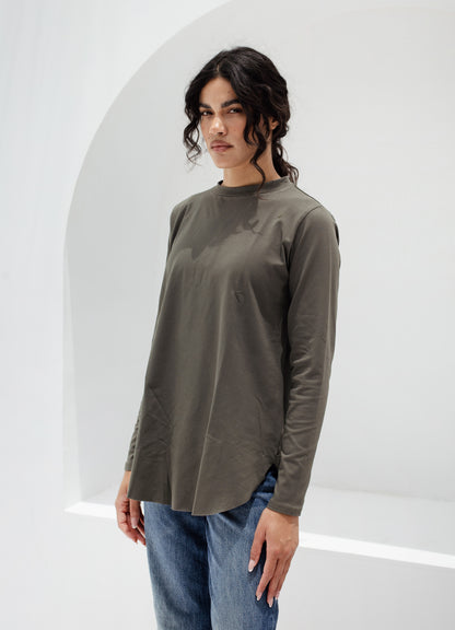 No line long sleeve basic in olive