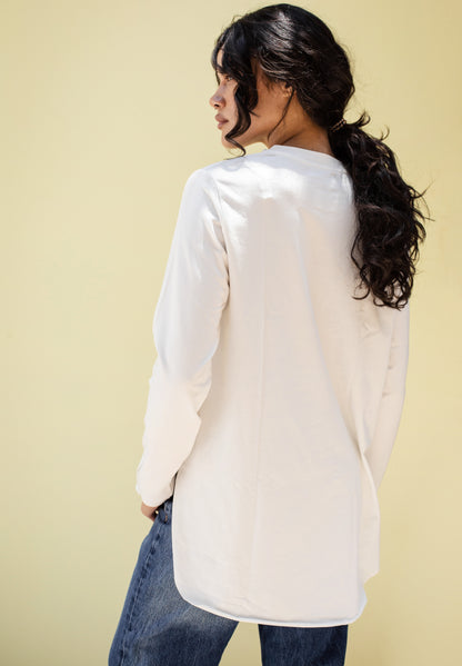 No line long sleeve basic in off white