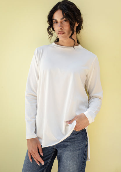 No line long sleeve basic in off white
