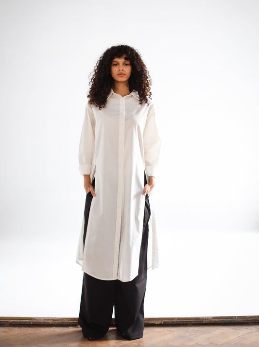 POPLIN SHIRT DRESS WITH OPENINGS - LIMITED EDITION