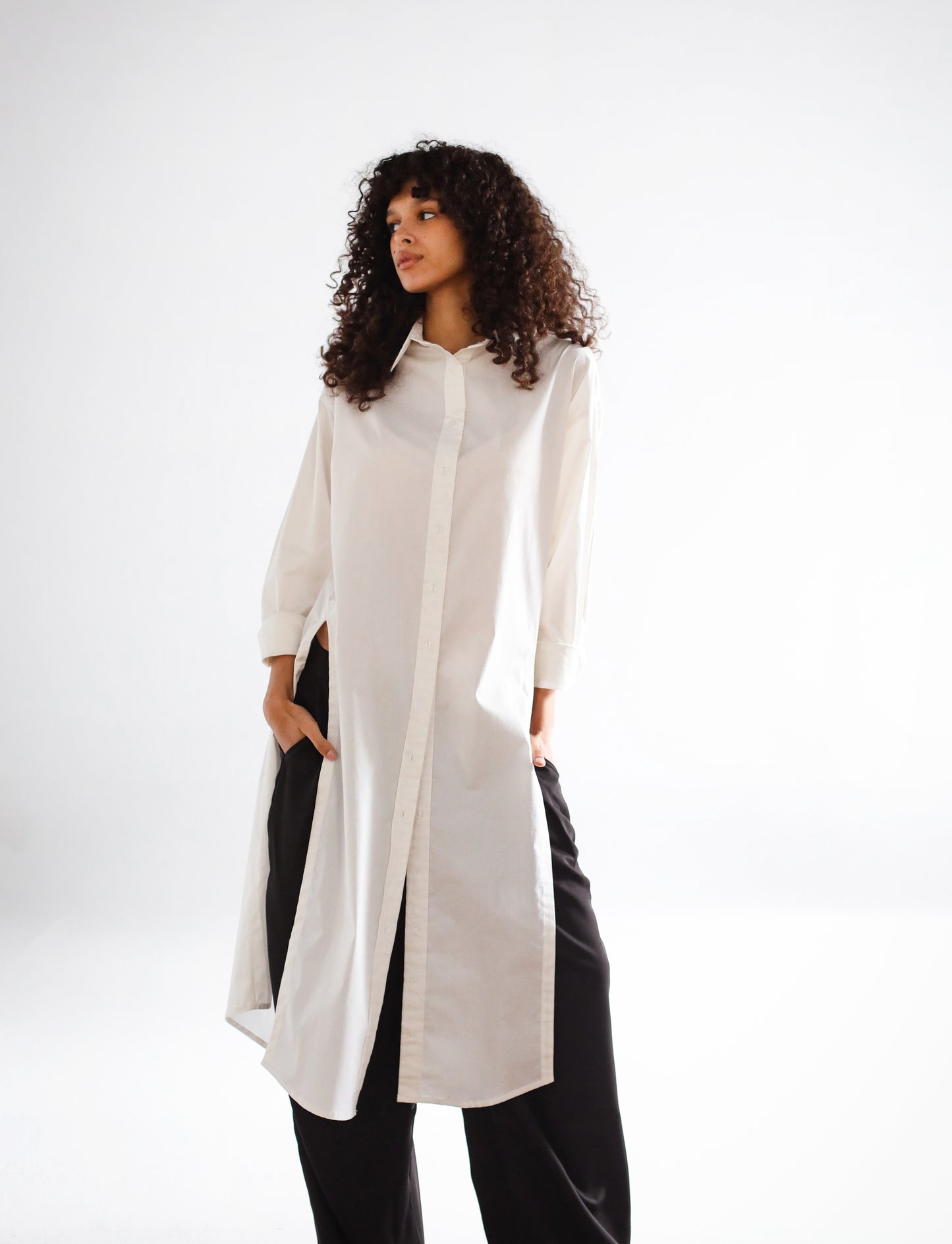 POPLIN SHIRT DRESS WITH OPENINGS - LIMITED EDITION