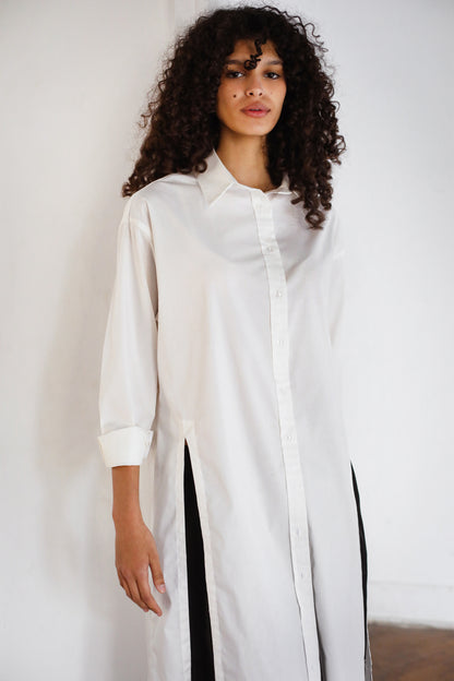 POPLIN SHIRT DRESS WITH OPENINGS - LIMITED EDITION