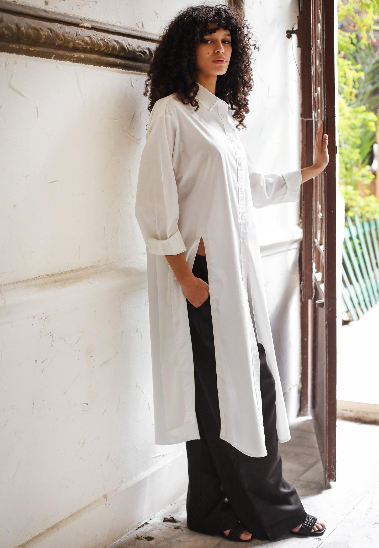 POPLIN SHIRT DRESS WITH OPENINGS - LIMITED EDITION