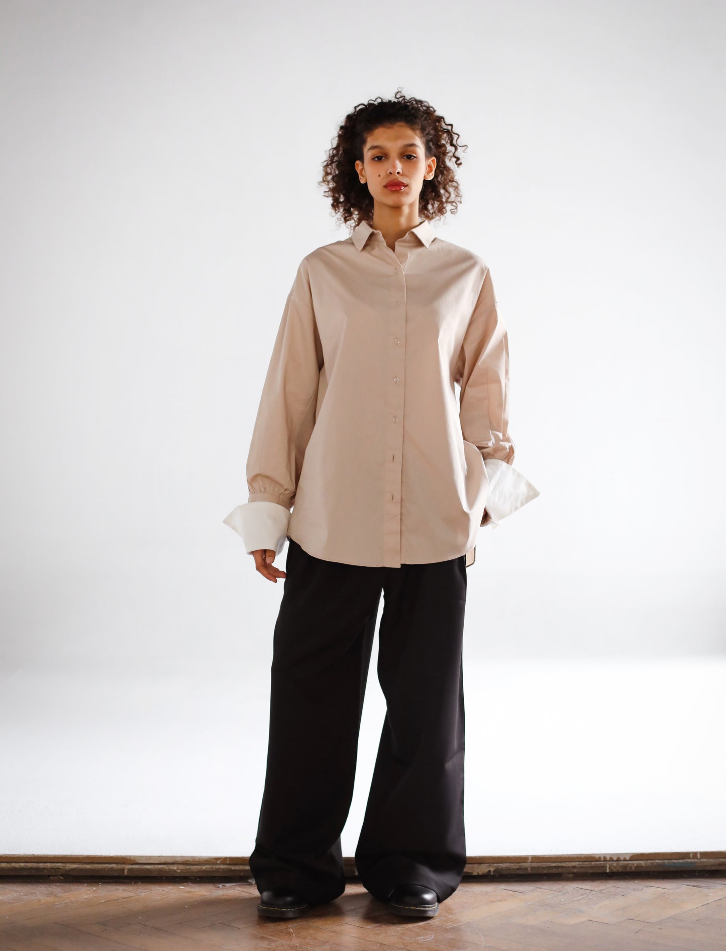 POPLIN OVERSIZE BLOUSE IN BEIGE - LIMITED EDITION