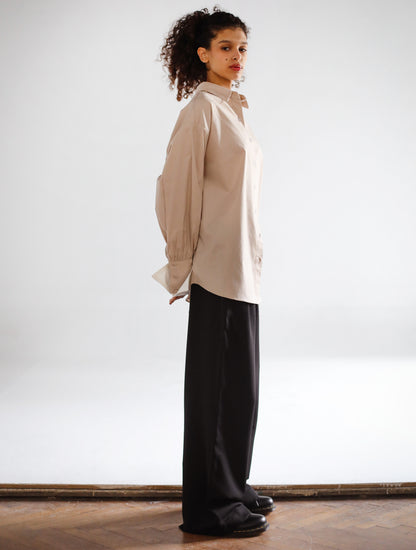 POPLIN OVERSIZE BLOUSE IN BEIGE - LIMITED EDITION