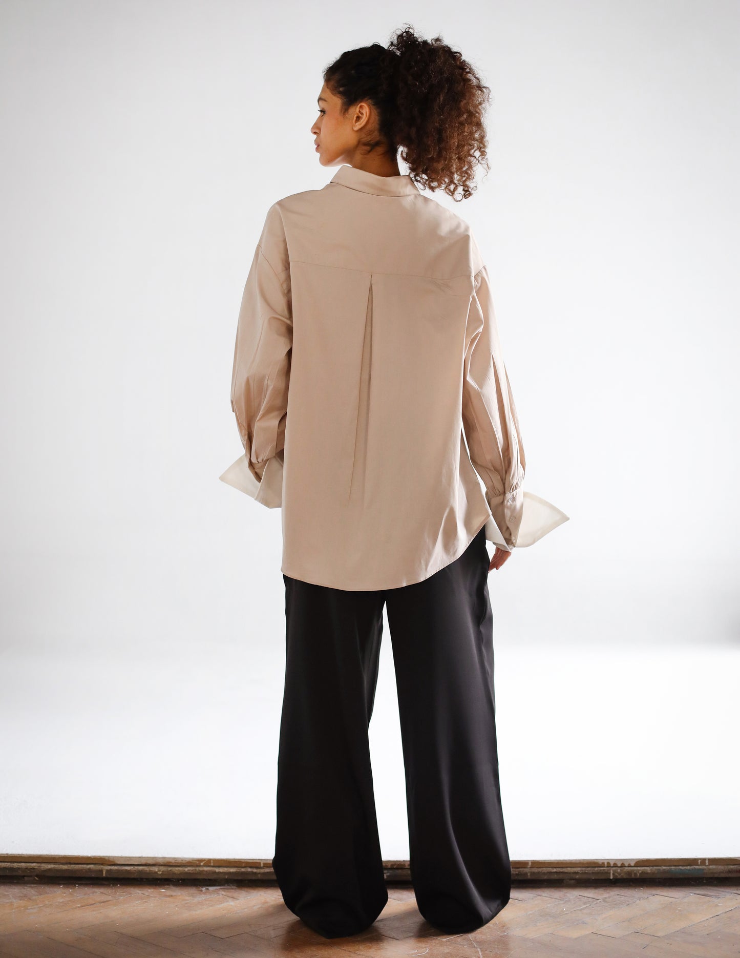 POPLIN OVERSIZE BLOUSE IN BEIGE - LIMITED EDITION