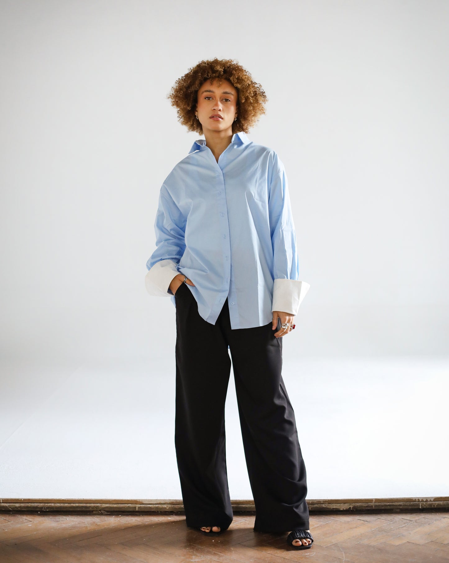 POPLIN OVERSIZE BLOUSE IN LIGHT SKY BLUE - LIMITED EDITION