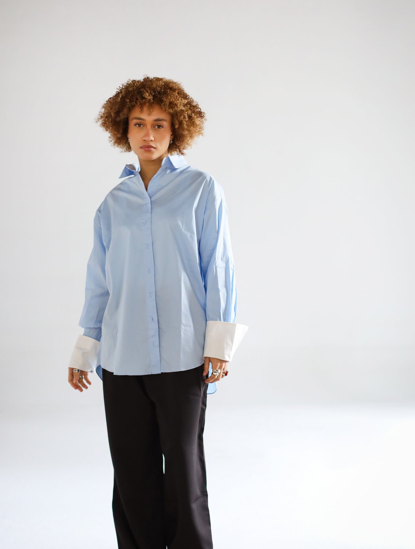 POPLIN OVERSIZE BLOUSE IN LIGHT SKY BLUE - LIMITED EDITION