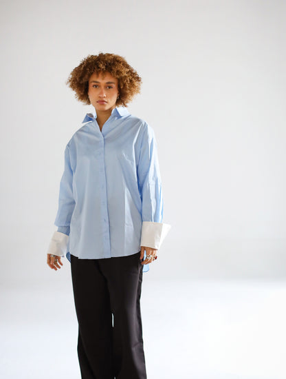 POPLIN OVERSIZE BLOUSE IN LIGHT SKY BLUE - LIMITED EDITION