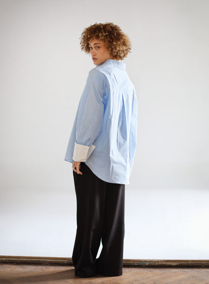 POPLIN OVERSIZE BLOUSE IN LIGHT SKY BLUE - LIMITED EDITION