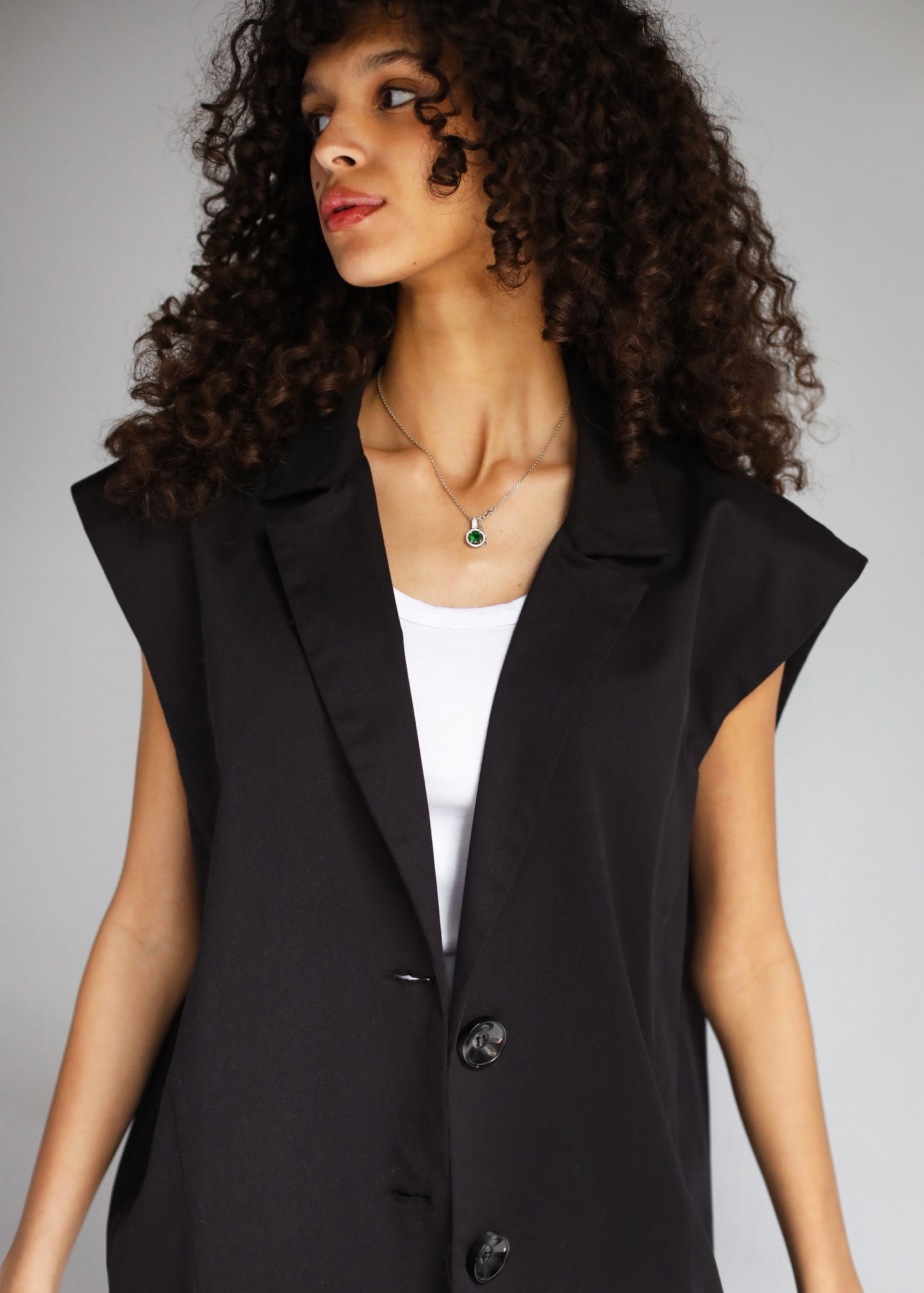 OVERSIZED BLACK VEST WITH BUTTONS - LIMITED EDITION