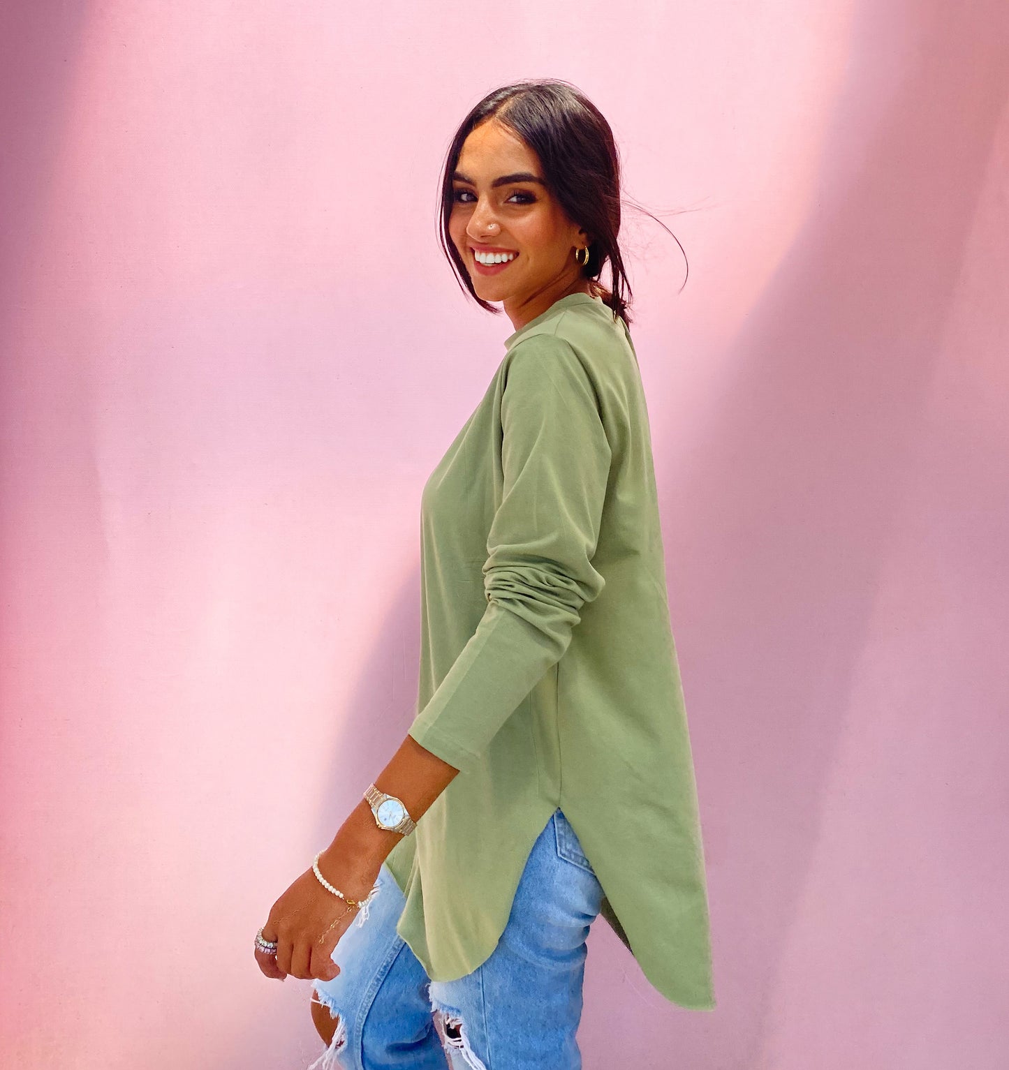 Long Sleeve Basic in Light Olive