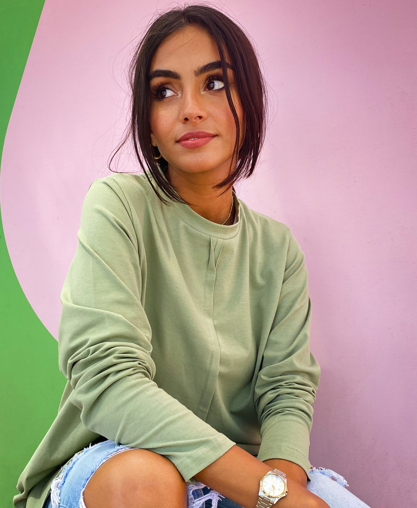 Long Sleeve Basic in Light Olive